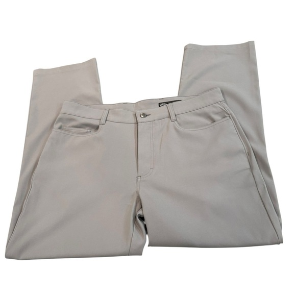 Callaway Optimum Performance Polyester 5 pocket light Gray Golf Pants Size 34X32 - Picture 1 of 6